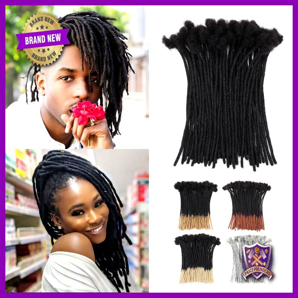 Human Hair Dreadlock Extensions 50 Strands Soft Dreads Can Be Dyed Unisex